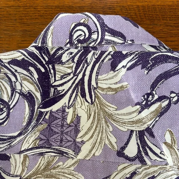 Chico's Purple & Beige 100% Cotton Long Sleeve Button Blouse Women’s XL - Picture 4 of 8